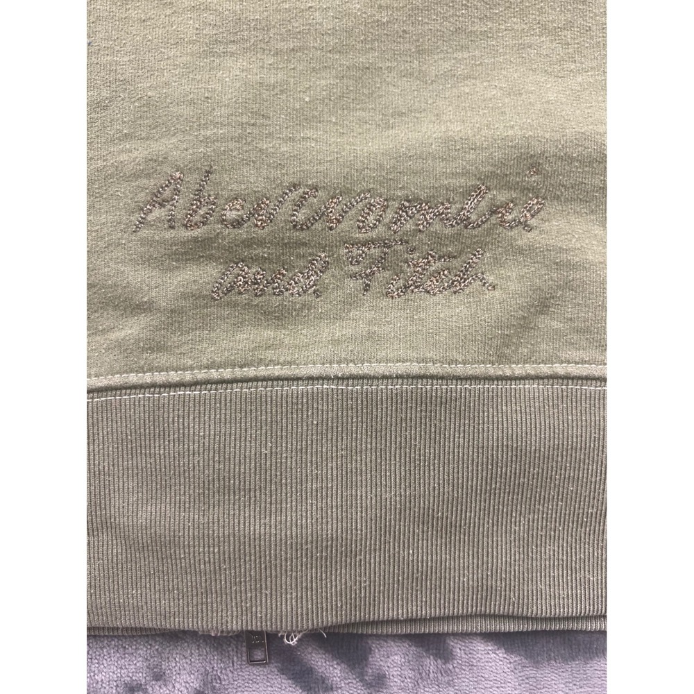 Abercrombie & Fitch Full Zip Hoodie Womens L Olive Green Vintage Y2K Waffle Hood - Picture 7 of 7